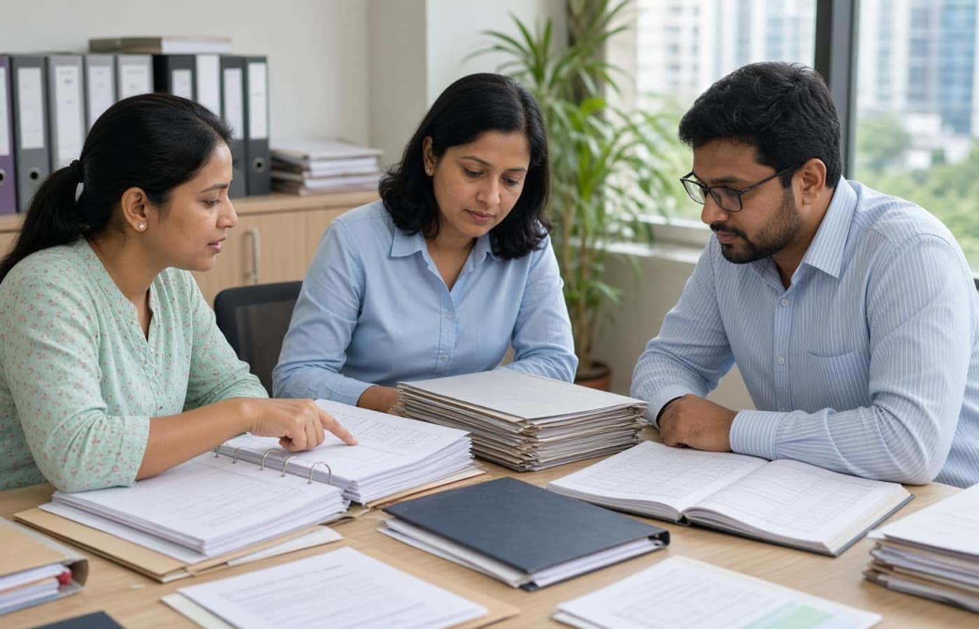 HR team reviewing EPFO ESIC compliance files in Gurugram