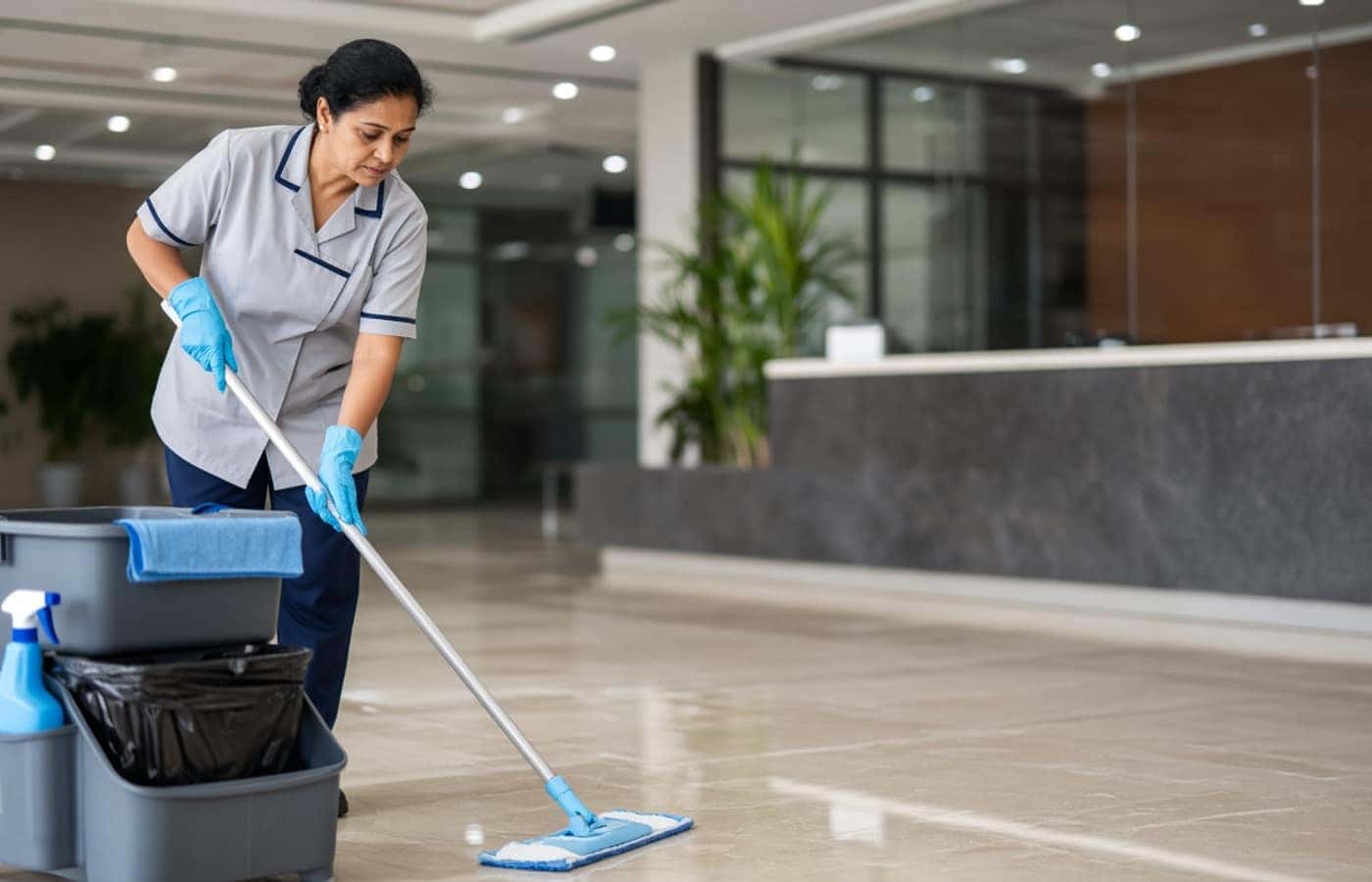 Professional housekeeping staff in a hotel environment