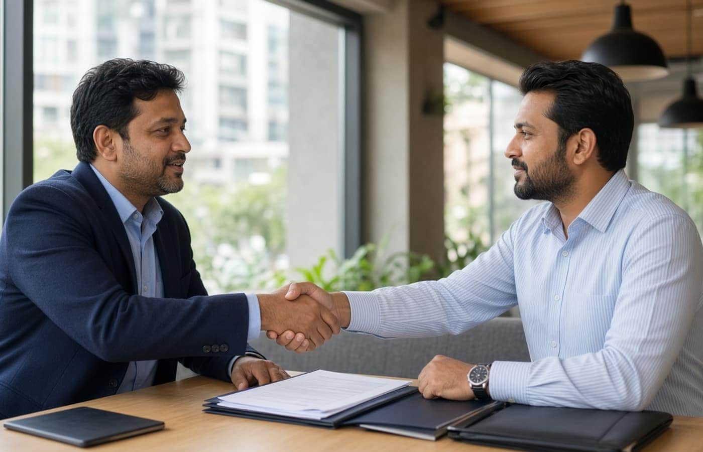 Business owner meeting a manpower consultant in Gurugram