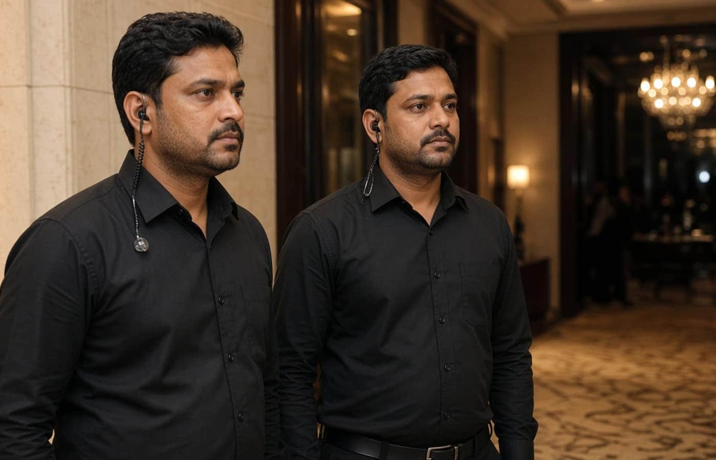 Indian event security bouncers at a Gurugram hotel banquet