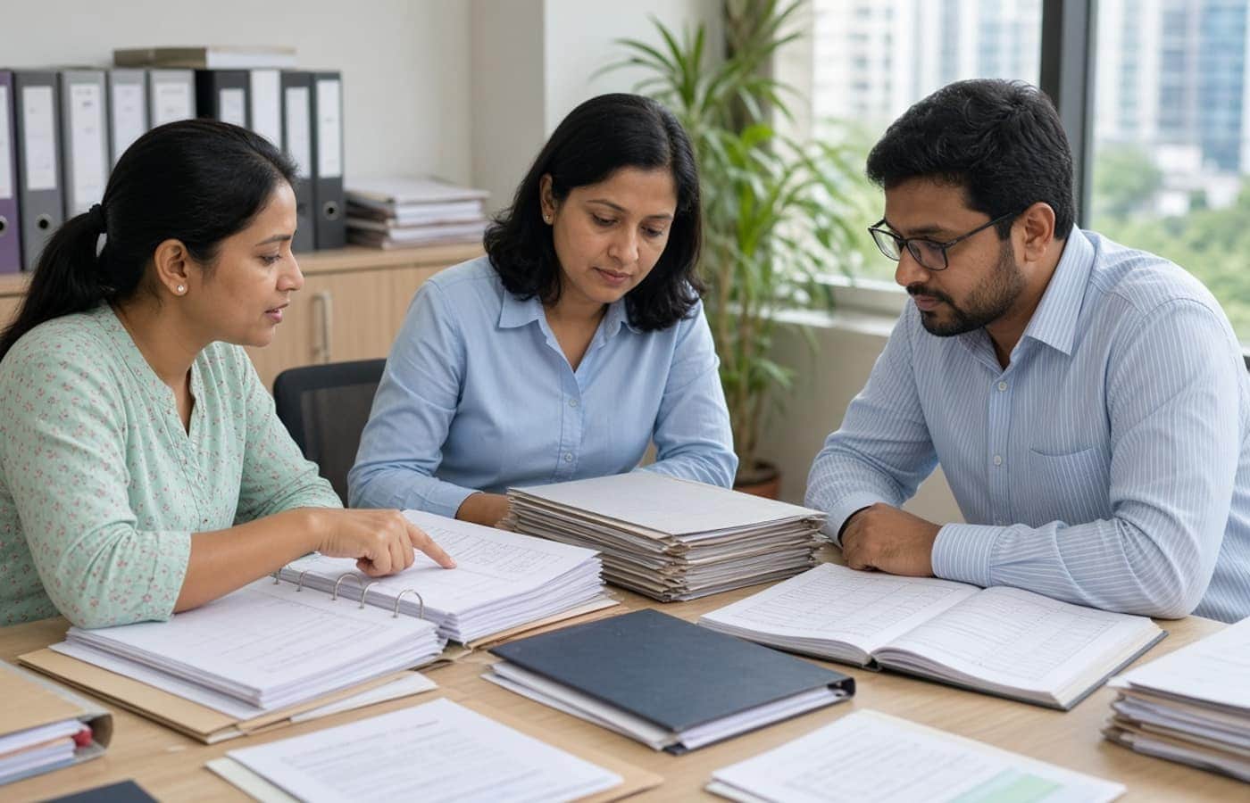 HR team reviewing EPFO ESIC compliance files in Gurugram